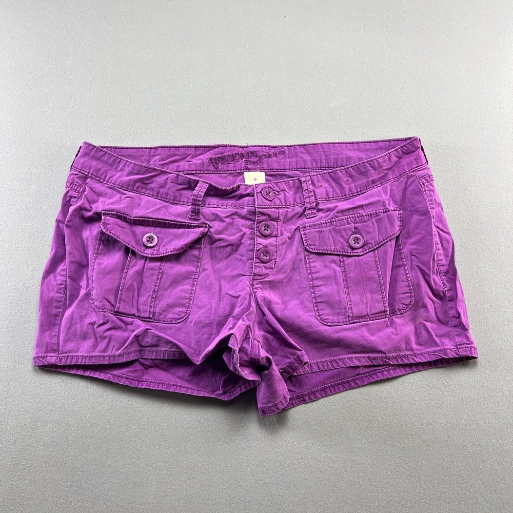 Arizona Jean Co Cargo Shorts Junior's 13 Purple Cotton Stretch Low Rise Utility
